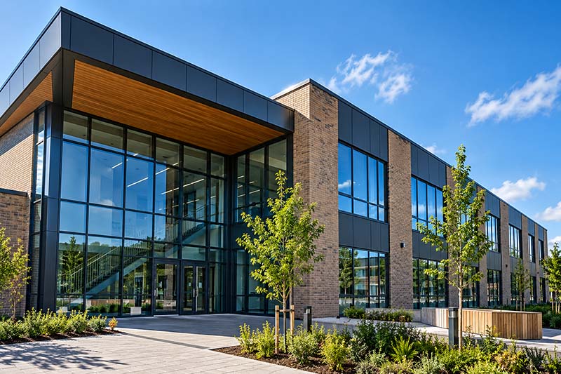 Commercial building exterior representing Building Surveying